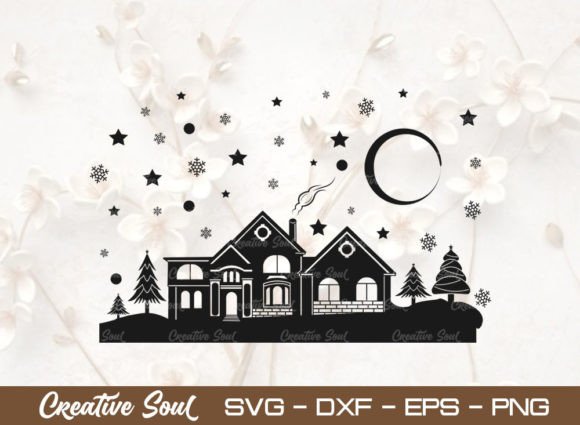 A Christmas Scene SVG Cut File for Brand Graphics and Illustrations