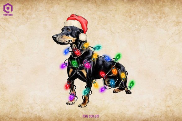 A Graphic Designer Reviews Doberman Christmas Tree Lights Illustrations
