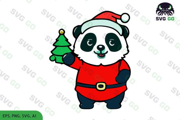 A Panda Clipart Christmas Sublimation Design for Embroidery