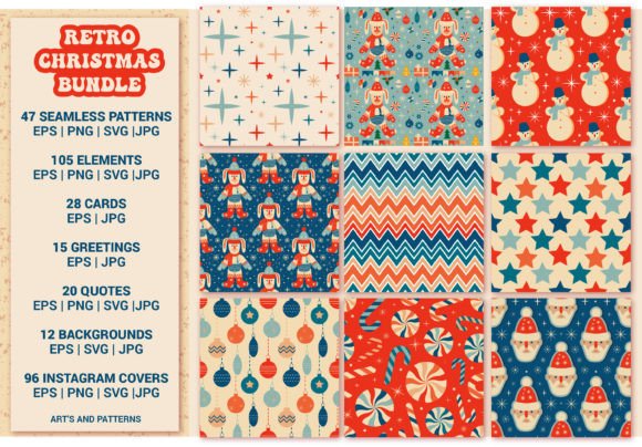 A Retro Christmas Graphics Bundle for Festive Illustration Projects