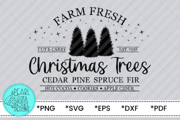 A Vintage Farm Fresh Christmas Trees SVG for Graphics & Illustrations
