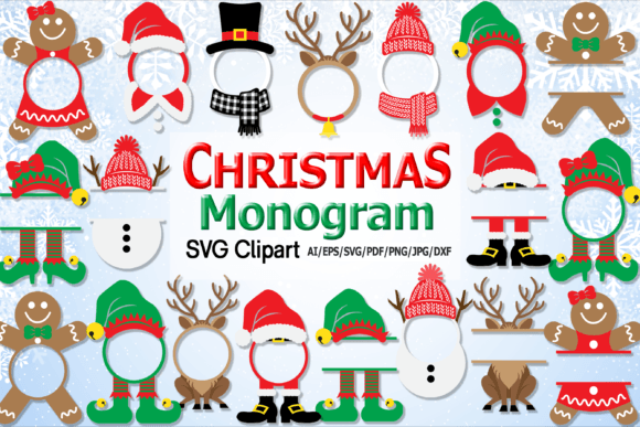 Assessing Christmas Character Monogram Graphics for Client Projects