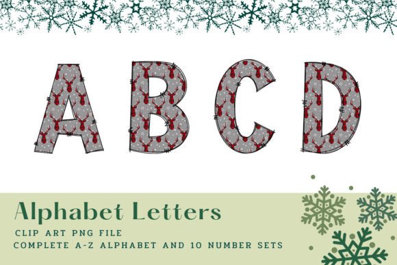 Christmas Doodle Alphabet Graphics for Festive Handmade Goods