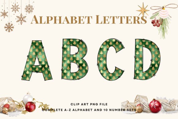 Christmas Doodle Alphabet Sublimation15 for Embroidered Projects