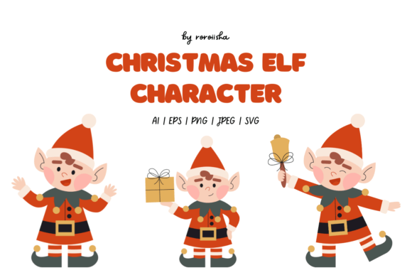 Christmas Elf Character Graphics for Brand Holiday Illustrations