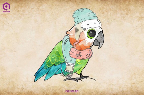 Parrot Cozy Christmas Graphics for Festive Commercial Products