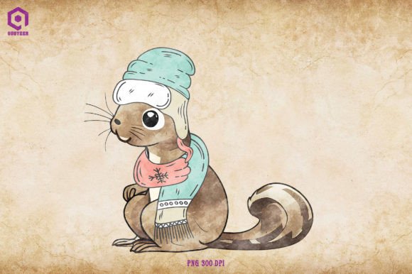 Squirrel Cozy Christmas Graphics for Seasonal Illustrations