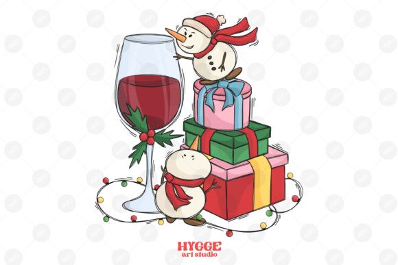 Tipsy Snowmen Wine PNGs: Crafting Holiday Brand Charm