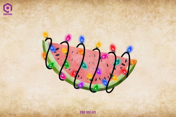 Watermelon Christmas Tree Lights Graphics for Illustrations